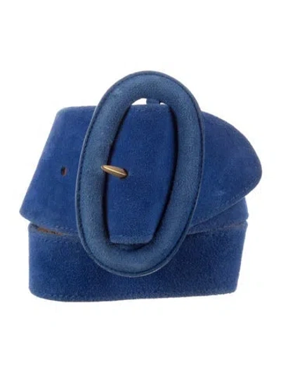 Pre-owned Donna Karan Wide Suede Waist Belt In Blue