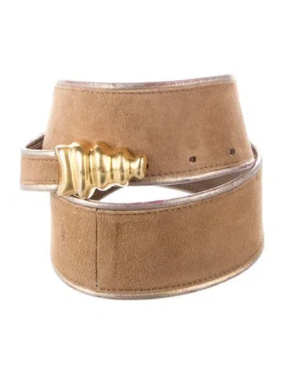 Pre-owned Donna Karan Wide Suede Waist Belt In Brown