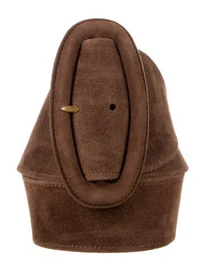 Pre-owned Donna Karan Wide Suede Waist Belt In Brown