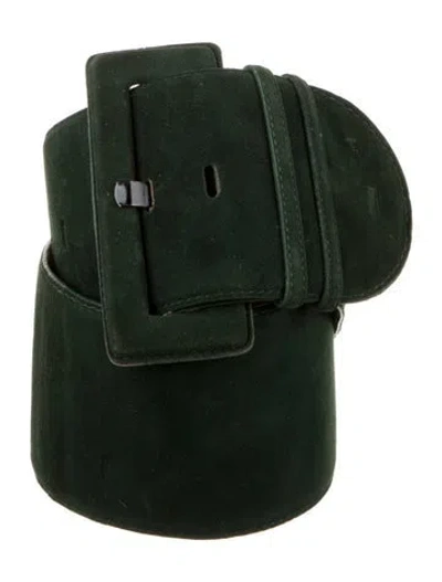 Pre-owned Donna Karan Wide Suede Waist Belt In Green