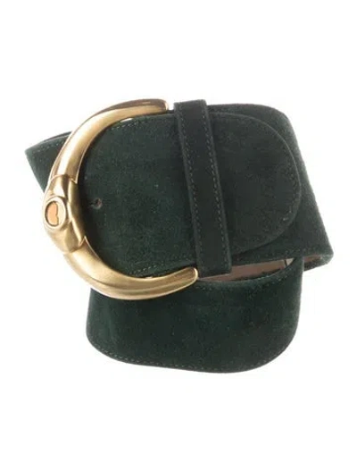 Pre-owned Donna Karan Wide Suede Waist Belt In Green