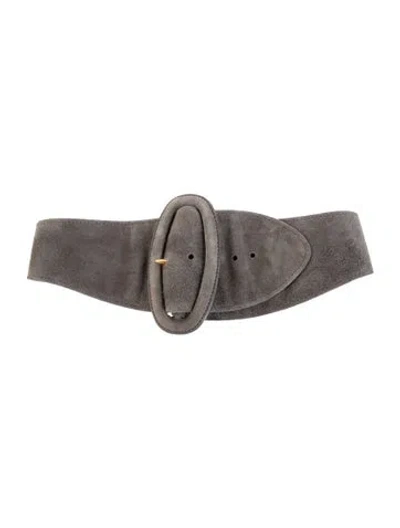 Pre-owned Donna Karan Wide Suede Waist Belt In Grey