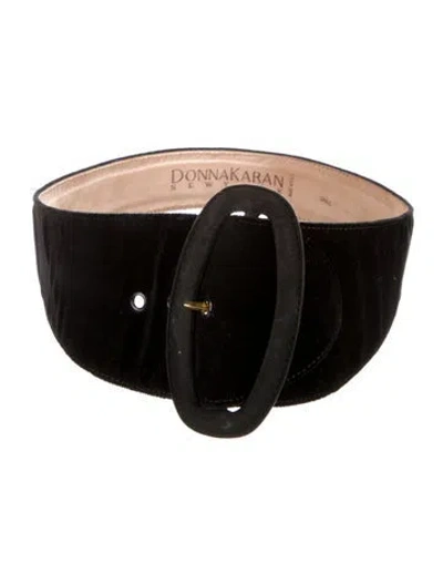 Pre-owned Donna Karan Wide Velvet Belt In Black