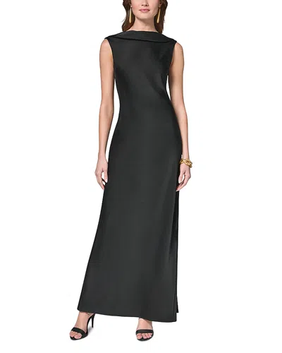 Donna Karan New York Ruffle Satin Gown In Black