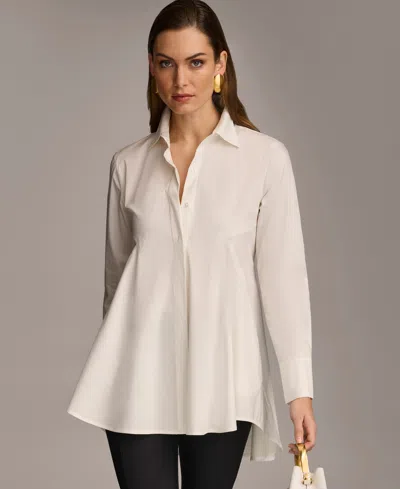 DONNA KARAN WOMEN'S A-LINE BUTTON DOWN POPLIN TUNIC
