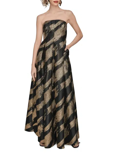 Donna Karan Women's Metallic Jacquard Strapless Ball Gown In Black