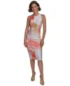 Donna Karan New York Abstract Print Sleeveless Sheath Dress In Spring Melon Multi