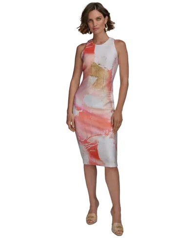 DONNA KARAN WOMEN'S ABSTRACT-PRINT SHEATH DRESS