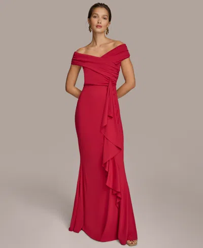 Donna Karan Women's Asymmetric Draped Gown In Red