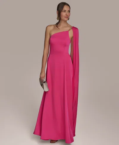 Donna Karan Women's Asymmetric-neck Drape Gown In Audacious