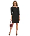 Donna Karan Womens Mini Asymmetric Sheath Dress In Black