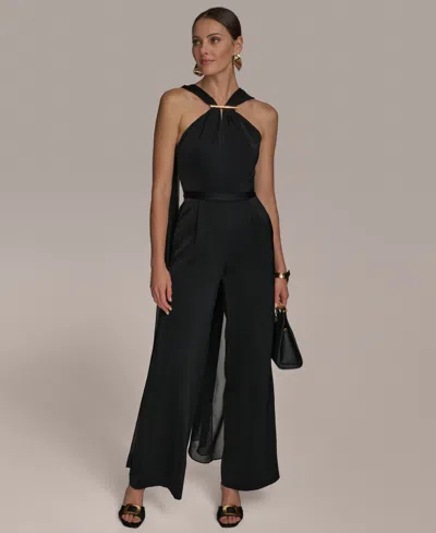 Donna Karan Women's Asymmetric-neck Jumpsuit In Black