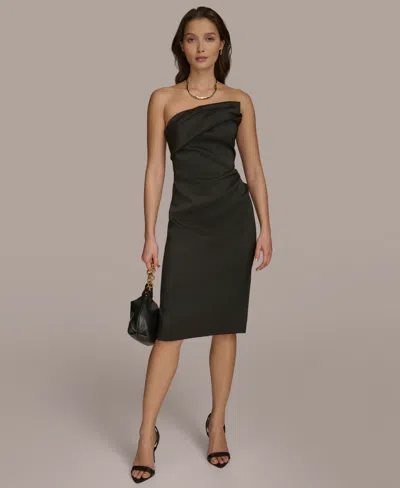 Donna Karan Women's Asymmetric-neck Strapless Dress In Black