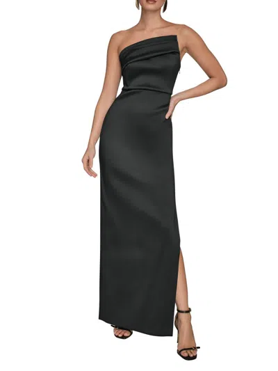 Donna Karan Women's Asymmetric Stretch-mikado Gown In Black