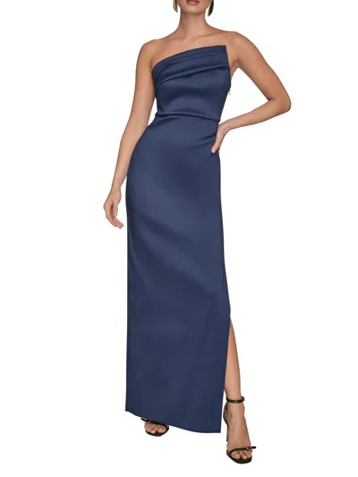 Donna Karan Women's Asymmetric Stretch-mikado Gown In Blue