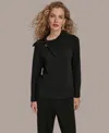 Donna Karan New York Asymmetric Zip Collar Sweater In Black