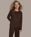 Donna Karan New York Asymmetric Zip Collar Sweater In Animal Print