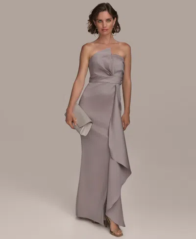 Donna Karan Women's Asymmetric Twist Strapless Gown In Cobblestone