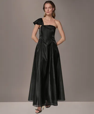 Donna Karan Women's Asymmetric-neck One-shoulder Gown In Black