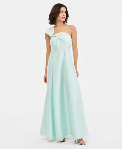 Donna Karan Women's Asymmetric-neck One-shoulder Gown In Blue