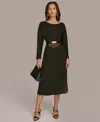 Donna Karan Women's Belted A-line Midi Dress In Black