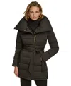 Donna Karan Women's Belted Asymmetric Puffer Coat In Black