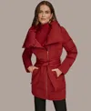 Donna Karan Women's Belted Asymmetric Puffer Coat In Red