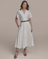Donna Karan Women's Belted Cotton Shirtdress In Cream