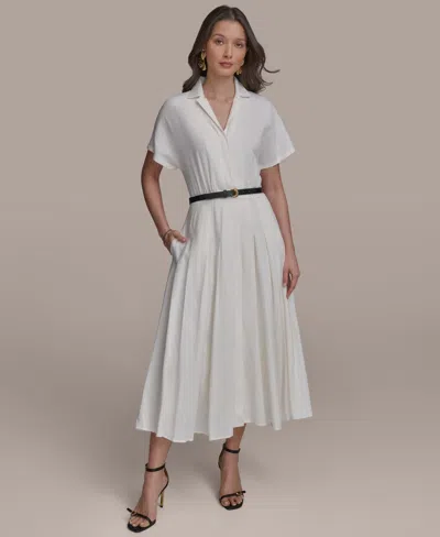 Donna Karan Women's Belted Cotton Shirtdress In Cream
