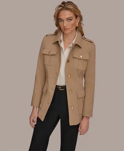 Donna Karan Women's Belted Crepe Jacket In Brown