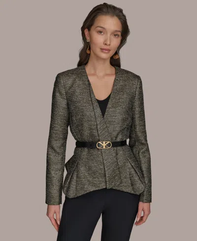 Donna Karan Women's Belted Metallic Jacket In Black,gold