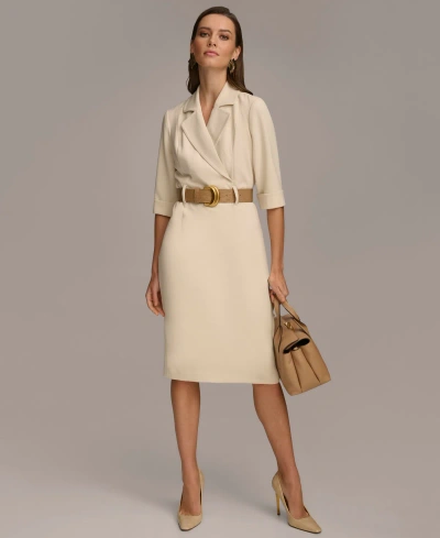 Donna Karan Women's Belted Midi Jacket Dress In Parchment