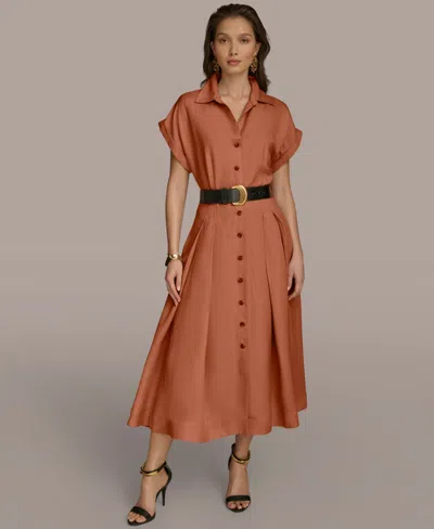 Donna Karan Women's Belted Midi Shirtdress In Brown