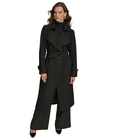 Donna Karan Women's Belted Notched-collar Trench Coat In Black