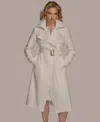 Donna Karan New York Belted Long Raincoat In White