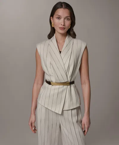 Donna Karan Women's Belted Pinstripe Vest In Neutral