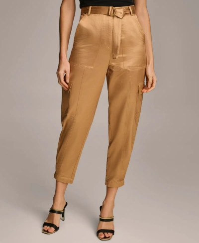 Donna Karan Women's Belted Satin Cargo Pants In Copper