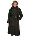 Donna Karan New York Belted Wool Wrap Coat In Chalkstripe Black