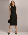 Donna Karan New York Belted Tweed Shirtdress In Black