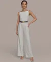 Donna Karan New York Belted Jumpsuit In Cream