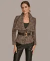 Donna Karan Women's Belted Tweed Blazer In Gray