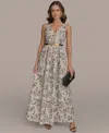 Donna Karan Women's Belted V-neck Jacquard Ball Gown