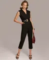 Donna Karan Women's V-neck Hardware Sleeveless Jumpsuit In Black