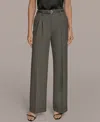 Donna Karan New York Belted Plaid Wide Leg Pants In Gray