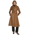 Donna Karan Women's Belted Wing-collar Coat In Antique Gold