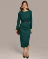 Donna Karan Women's Boat-neck Side-shirred Dress In Spruce