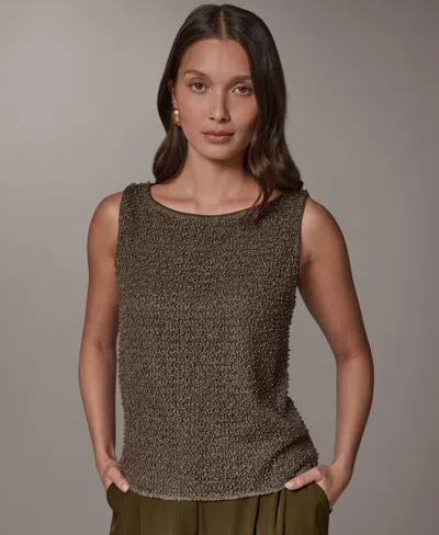 Donna Karan Women's Boat Neck Sleeveless Tank Top In Brown