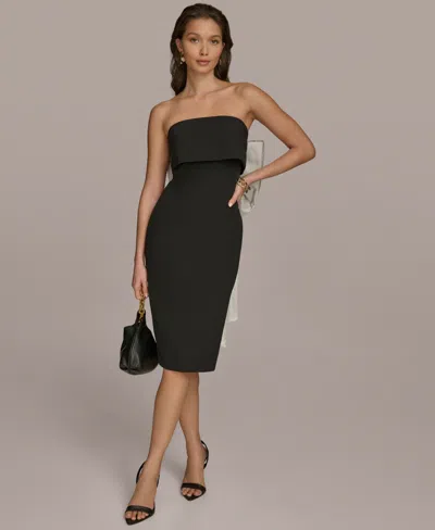 Donna Karan Women's Bow-back Strapless Dress In Black,cream