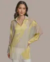 Donna Karan Womens Brushstroke Burnout Tunic Slim Leg Pants In Tuscan Grey,panna Cotta
