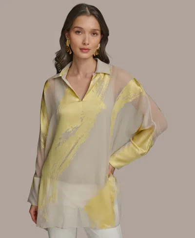 DONNA KARAN WOMEN'S BRUSHSTROKE BURNOUT TUNIC